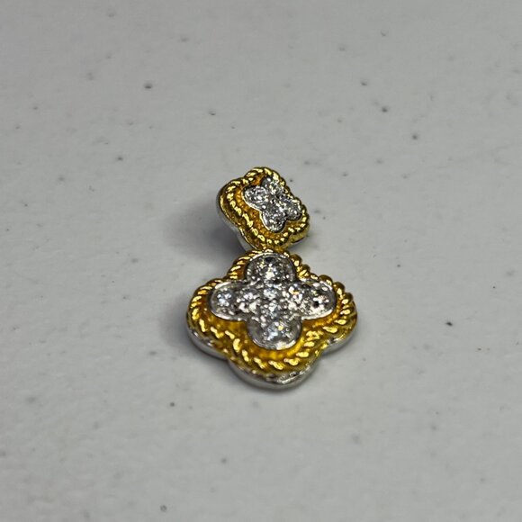 Gold Tone Clover Pendant Adorned With Clear Crystals Jewelry For Women - Picture 4 of 10